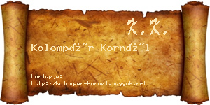 Kolompár Kornél névjegykártya